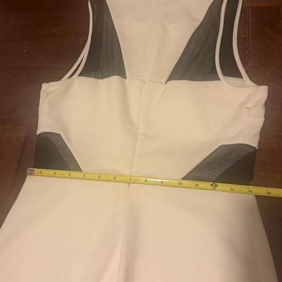 Express Women’s Size 10 Bodycon Dress White with Black Mesh Panels — Sleeveless - Picture 4 of 8